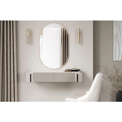Toaletka Malmi 100 cm wisząca z szufladami - kaszmir / crema bianca / czarny